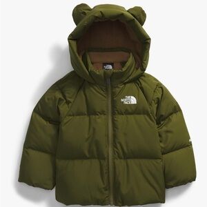 The North Face Unisex Olive Hooded Fleeced Lined Puffer Jacket 6-12 Months